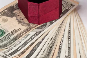 Graphic of Holiday ornaments with money on them