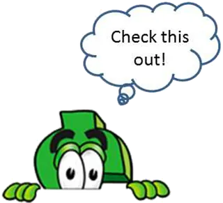 Mascot with text bubble 'Check this out!'